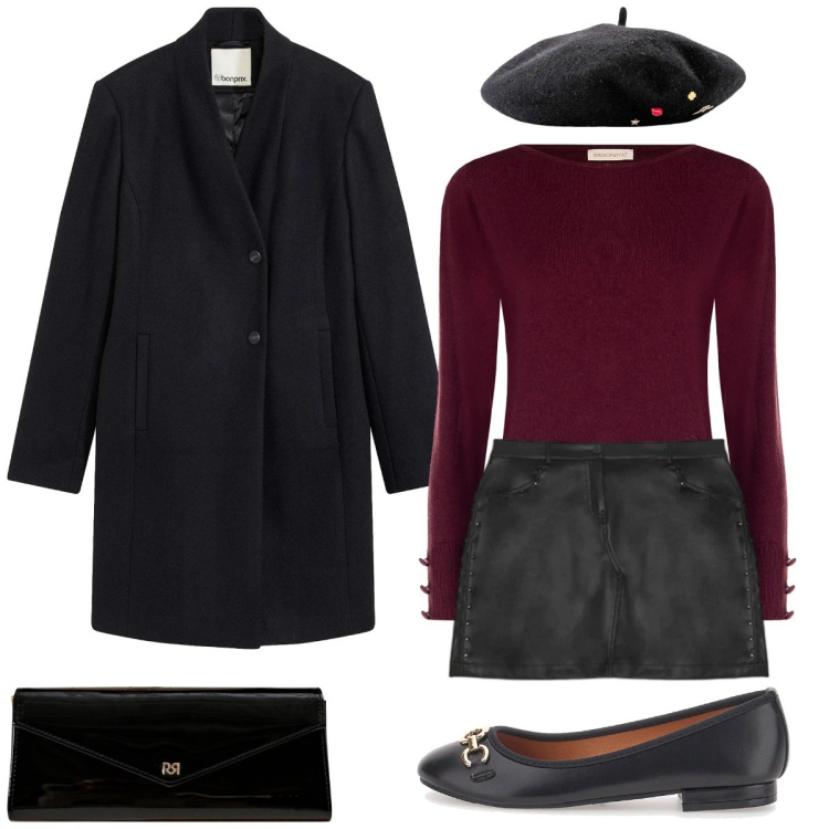 Outfit donna - Love me. Stile Romantica per Tutti i giorni. Abbinamento con cappotti, cappelli e berretti, pochette, pullovers, ballerine, minigonne.