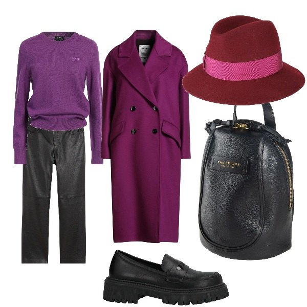 Outfit donna - viola. Stile Casual chic per Tutti i giorni. Abbinamento con pantaloni, zaini, pullovers, cappelli, cappotti, mocassini.