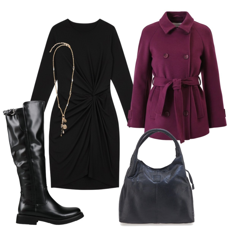 Outfit donna - Total look #2327206. Stile Chic per Tutti i giorni. Abbinamento con stivali, caban, vestiti a tubino, ciondoli, borse a mano.