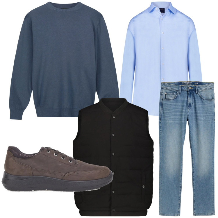 Outfit uomo - Intramontabile blu. Stile Trendy per Tutti i giorni. Abbinamento con jeans slim fit, camicie, scarpe stringate, maglieria, piumini.