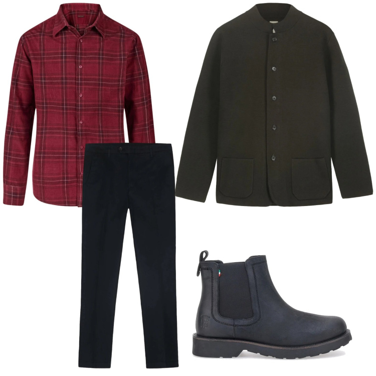 Outfit uomo - Quadri stilosi. Stile Casual per Tutti i giorni. Abbinamento con stivali e stivaletti, giacche, camicie, pantaloni.