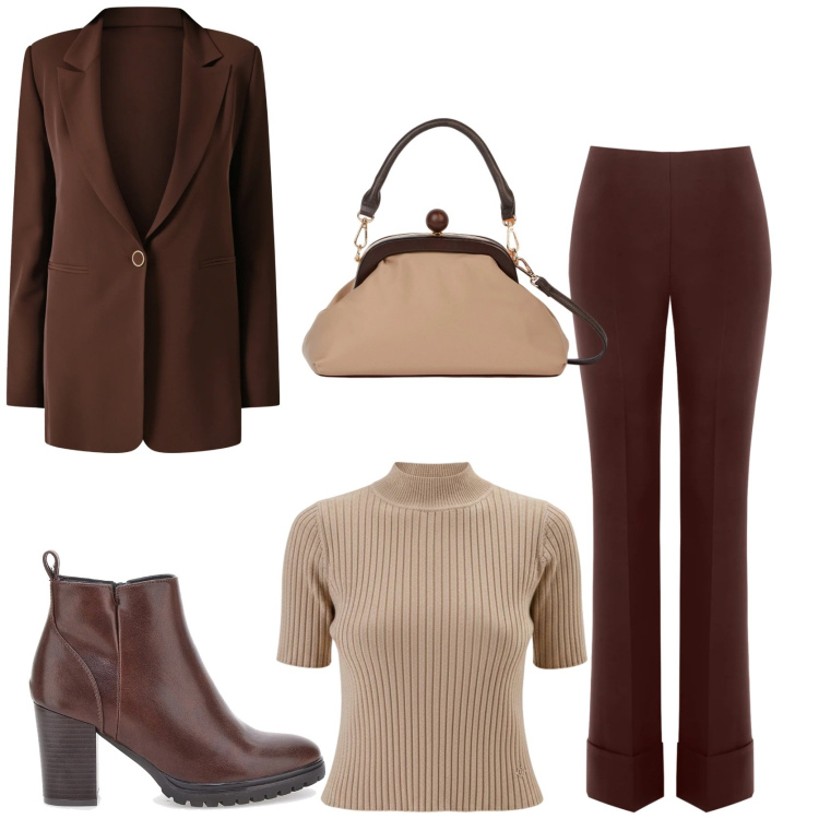 Outfit donna - Winter outfit ideas. Stile Casual chic per Tutti i giorni. Abbinamento con pantaloni skinny, blazer, pullovers, stivaletti, clutch.