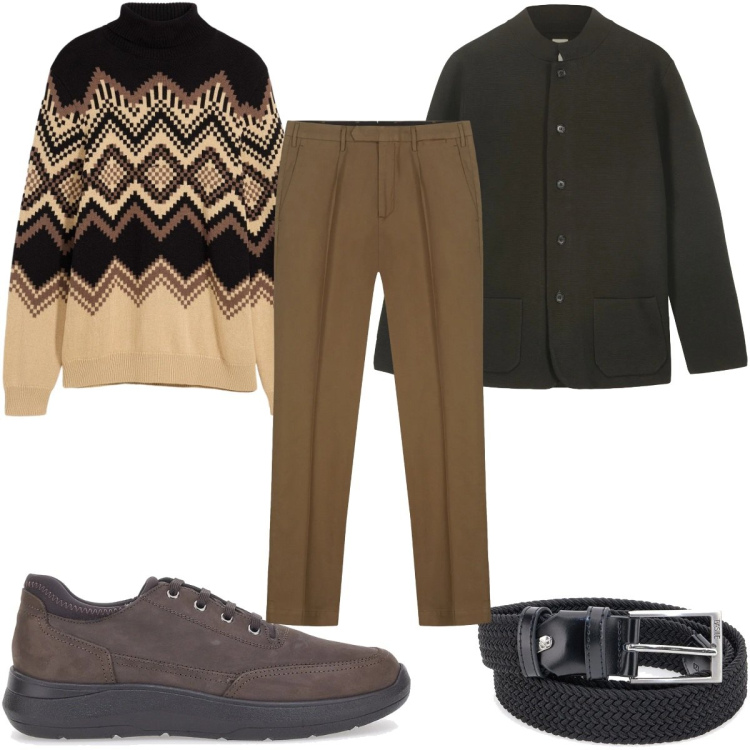 Outfit uomo - Total look #2327339. Stile Casual per Tutti i giorni. Abbinamento con maglieria, scarpe stringate, giacche, pantaloni, cinture.