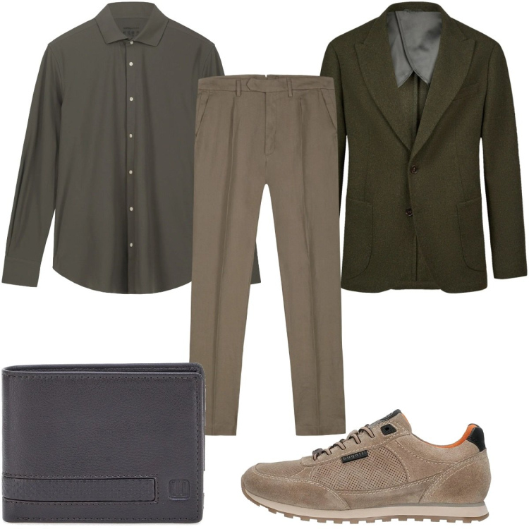 Outfit uomo - Total look #2327343. Stile Casual per Ufficio. Abbinamento con portafogli, sneakers, pantaloni, giacche, camicie.