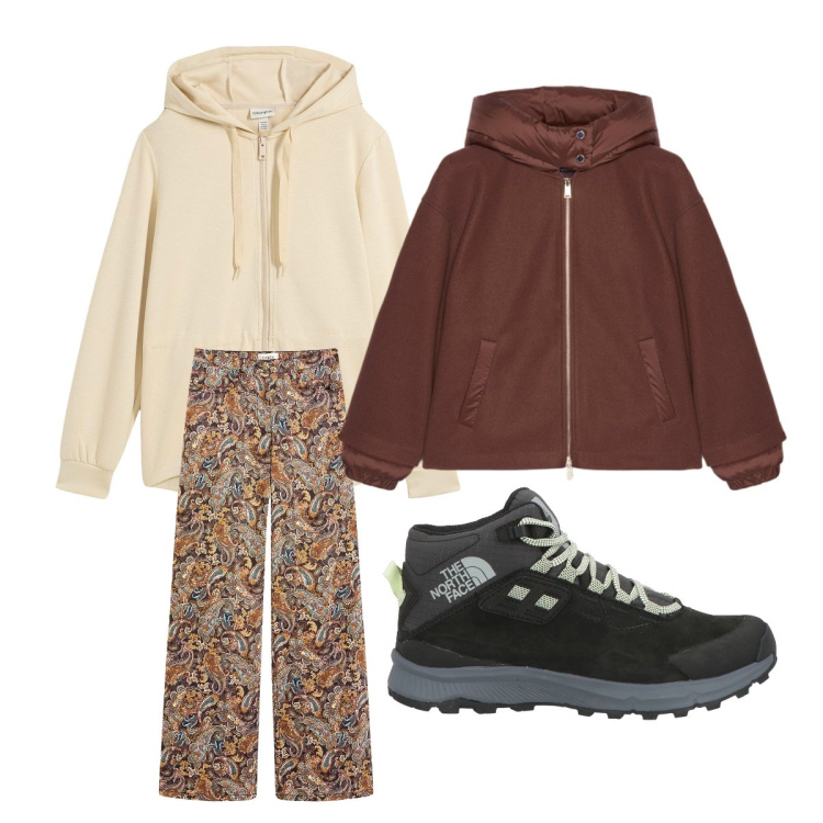 Outfit donna - Sporty chic curvy. Stile Sporty chic per Tutti i giorni. Abbinamento con pantaloni, felpe con cappuccio, stivaletti, bomber.