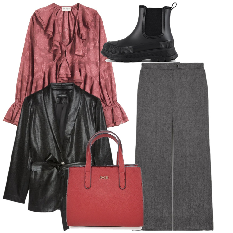 Outfit donna - Total look. Stile Bon Ton per Tutti i giorni. Abbinamento con bluse, stivali, pantaloni, blazer, borse a tracolla.