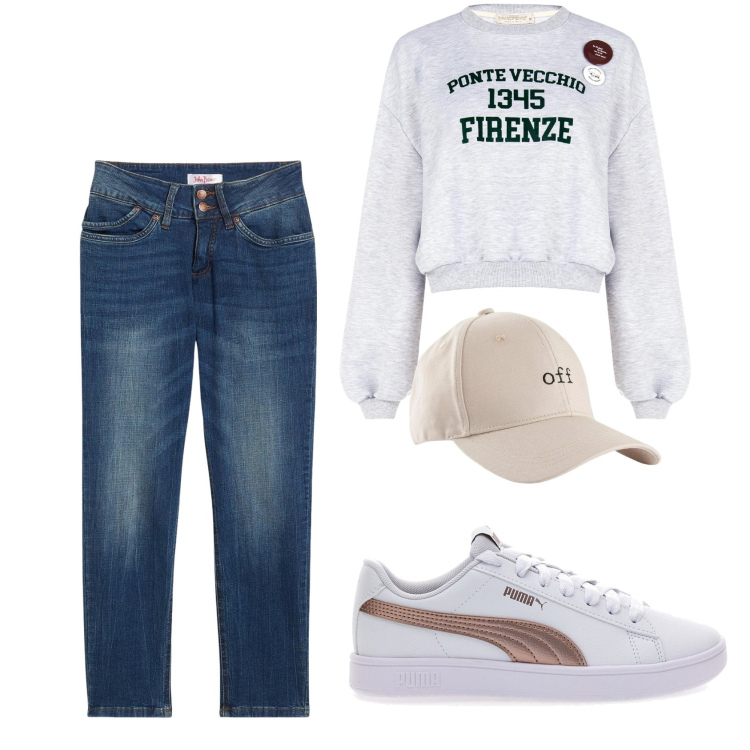 Outfit donna - Jeans mom. Stile Urban per Tutti i giorni. Abbinamento con jeans mom, cappelli con visiera, felpe, sneakers.