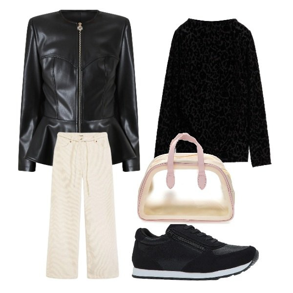 Outfit donna - Sporty chic style. Stile Sporty chic per Tutti i giorni. Abbinamento con sneakers, pantaloni, maglieria, giacche, valigie.