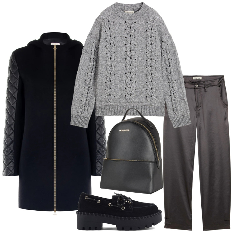 Outfit donna - Total look #2327407. Stile Minimal per Ufficio. Abbinamento con pantaloni, maglieria, zaini, cappotti, mocassini.