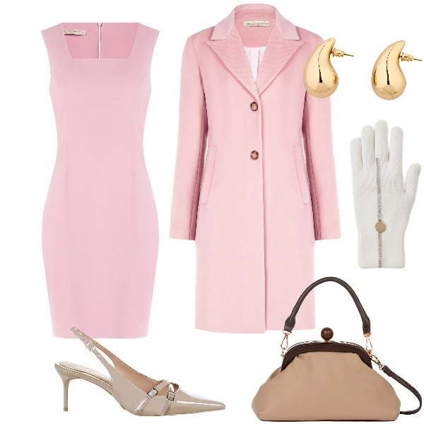 Outfit donna - Total look #2327501. Stile Bon Ton per Serata fuori. Abbinamento con orecchini, décolleté, vestiti a tubino, cappotti, guanti, clutch.