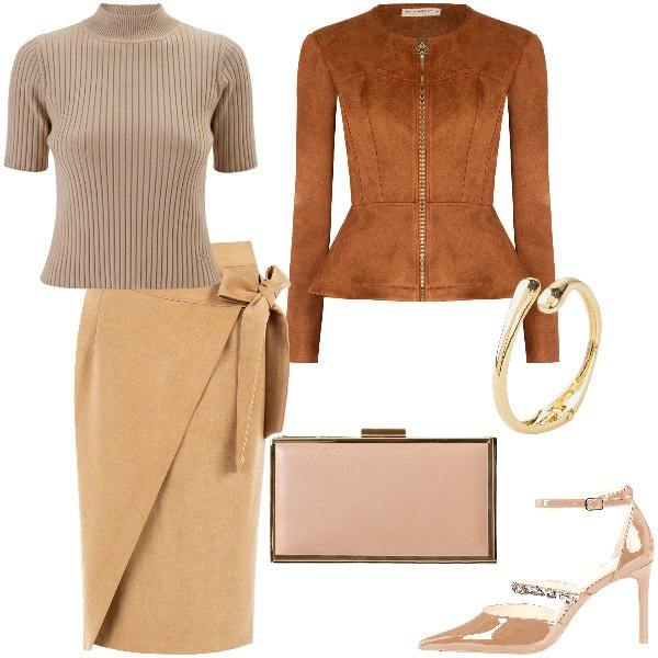 Outfit donna - Total look #2327504. Stile Bon Ton per Serata fuori. Abbinamento con braccialetti, blazer, pochette, décolleté, gonne longuette, pullovers.