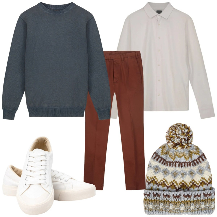 Outfit uomo - Total look #2327508. Stile Casual per Tutti i giorni. Abbinamento con sneakers, berretti, maglieria, pantaloni, polo.