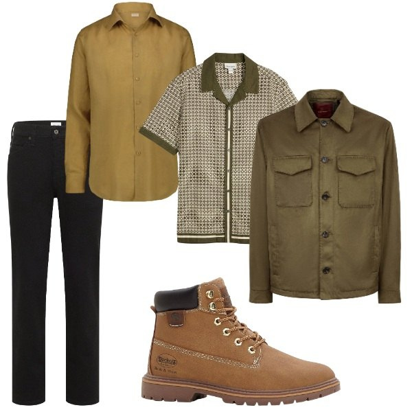 Outfit uomo - Come mi va. Stile Urban per Tutti i giorni. Abbinamento con camicie a manica corta, jeans dritti, stivali e stivaletti, giacche, camicie.