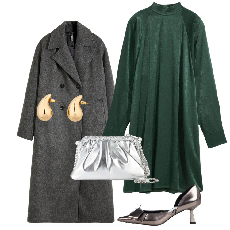 Outfit donna - Total look. Stile Bon Ton per Cerimonia. Abbinamento con vestiti, orecchini, cappotti, borse a tracolla, décolleté.