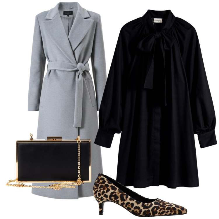 Outfit donna - Evento. Stile Chic per Serata fuori. Abbinamento con vestiti, décolleté, pochette, cappotti.