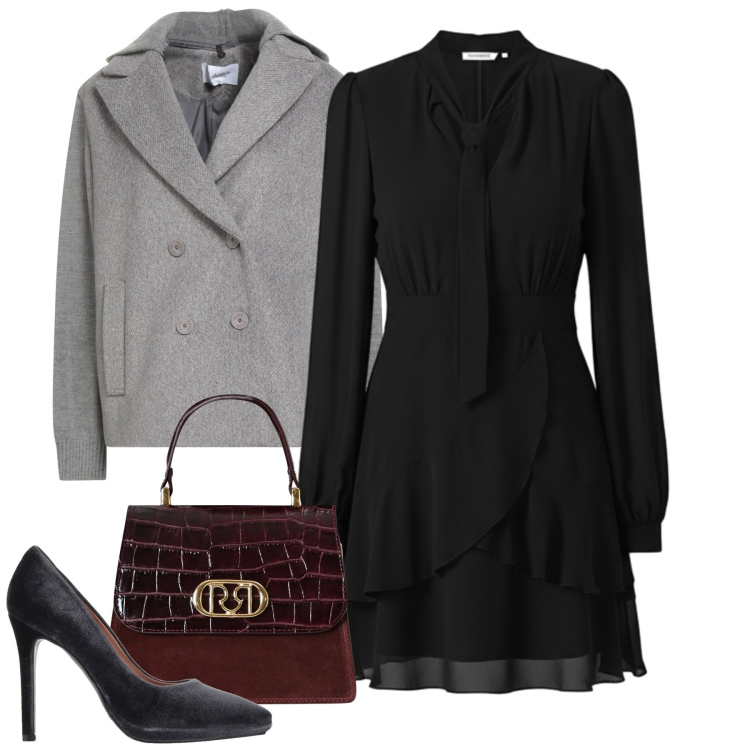 Outfit donna - Cerimonia. Stile Chic per Cerimonia. Abbinamento con décolleté, caban, vestiti corti, borse a mano.