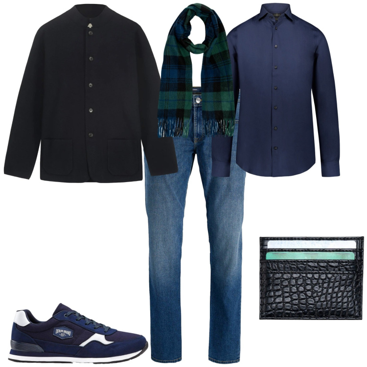 Outfit uomo - Trendy per il week end. Stile Trendy per Tutti i giorni. Abbinamento con sneakers, jeans, camicie, giacche, sciarpe, portafogli.