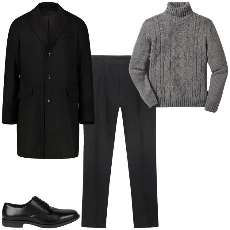 Outfit uomo - Trendy per l ufficio. Stile Trendy per Ufficio. Abbinamento con maglieria, scarpe stringate, cappotti, pantaloni.