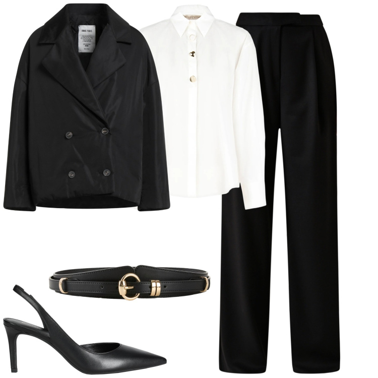 Outfit donna - Total look #2327636. Stile Urban per Tutti i giorni. Abbinamento con cinture, caban, décolleté, pantaloni, camicie.