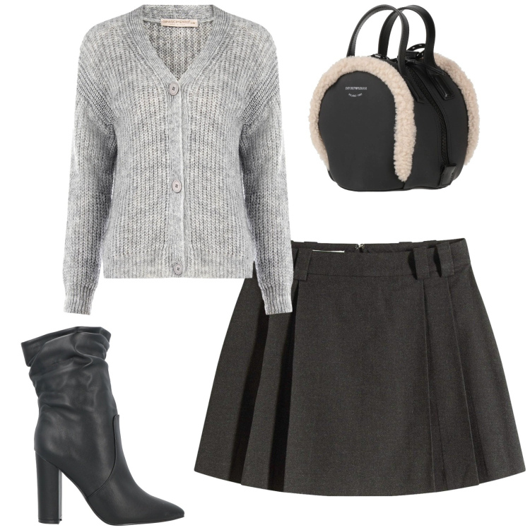 Outfit donna - City. Stile Urban per Tutti i giorni. Abbinamento con gonne, zaini, stivaletti, cardigans.