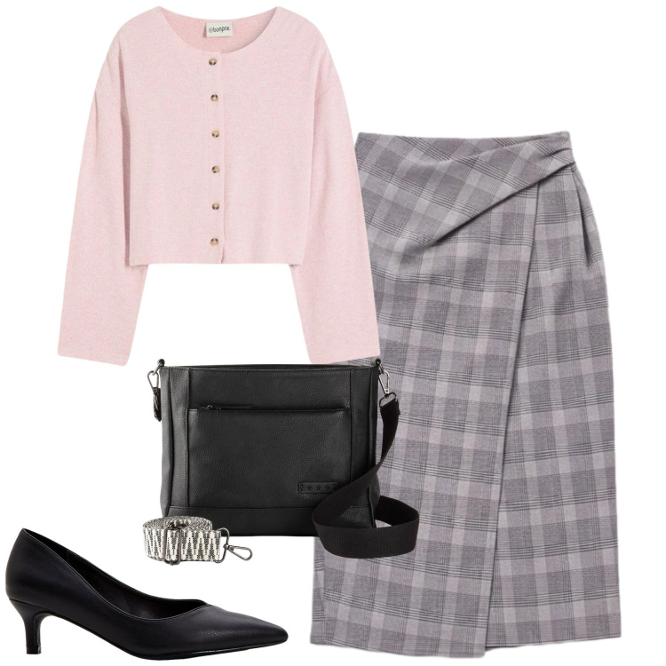 Outfit donna - Total look #2327652. Stile Urban per Tutti i giorni. Abbinamento con borse a tracolla, décolleté, cardigans, gonne longuette.