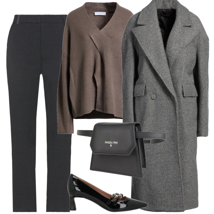 Outfit donna - Total look #2327657. Stile Urban per Tutti i giorni. Abbinamento con pullovers, pantaloni, cappotti, décolleté, marsupi.