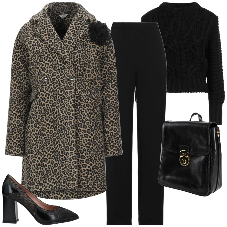 Outfit donna - Total look #2327658. Stile Glamour per Tutti i giorni. Abbinamento con cappotti, pantaloni, pullovers, décolleté, zaini.