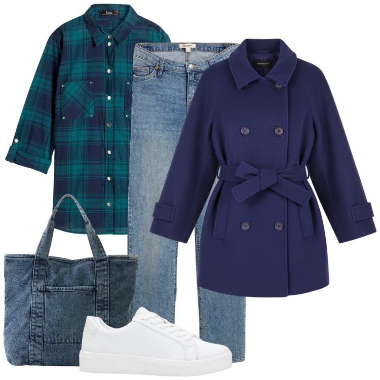 Outfit donna - Uno sguardo alla prossima stagione. Stile Casual per Tutti i giorni. Abbinamento con jeans dritti, camicie, sneakers, shopping bag, cappotti.