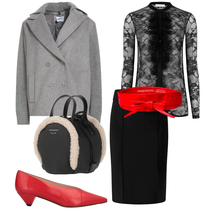 Outfit donna - San Valentino. per Serata fuori. Abbinamento con zaini, caban, décolleté, cinture, gonne, camicie.