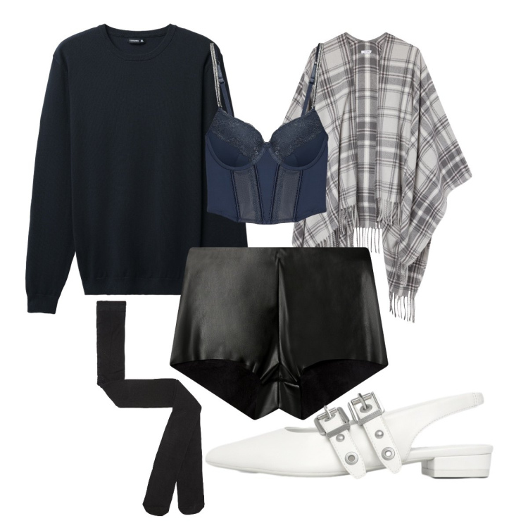 Outfit donna - Amore di febbraio. Stile Sexy per Serata fuori. Abbinamento con collant, pullovers, cappotti, shorts, bralette, ballerine.