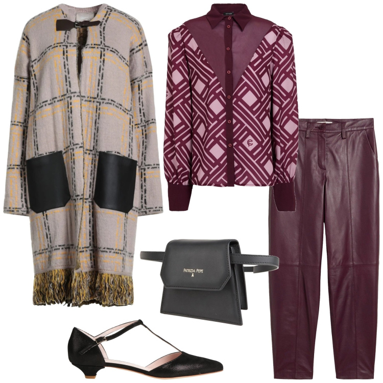 Outfit donna - Total look #2327706. Stile Trendy per Serata fuori. Abbinamento con pantaloni, marsupi, camicie, cappotti, ballerine.