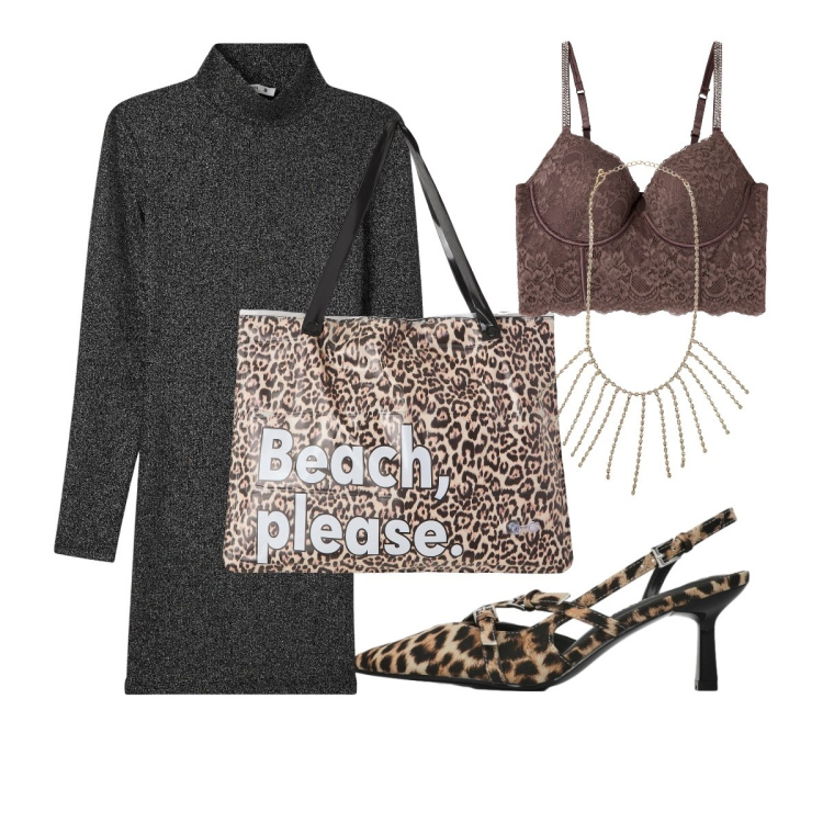 Outfit donna - Romanticamente animalier. Stile Sexy per Serata fuori. Abbinamento con collane, vestiti corti, borse tote, bralette, décolleté.
