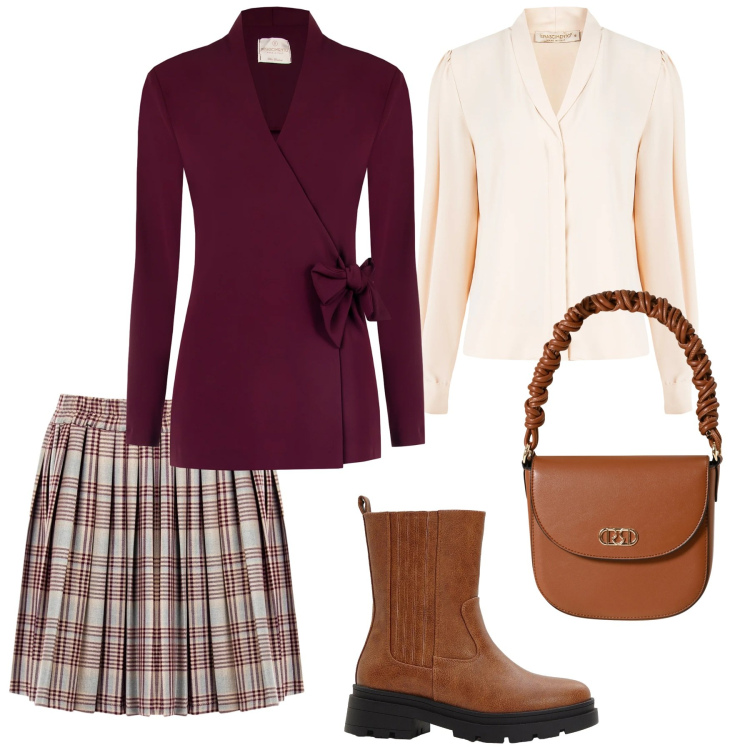 Outfit donna - Total look #2327721. Stile Urban per Ufficio. Abbinamento con stivaletti chelsea, minigonne, borse a mano, blazer, camicie.