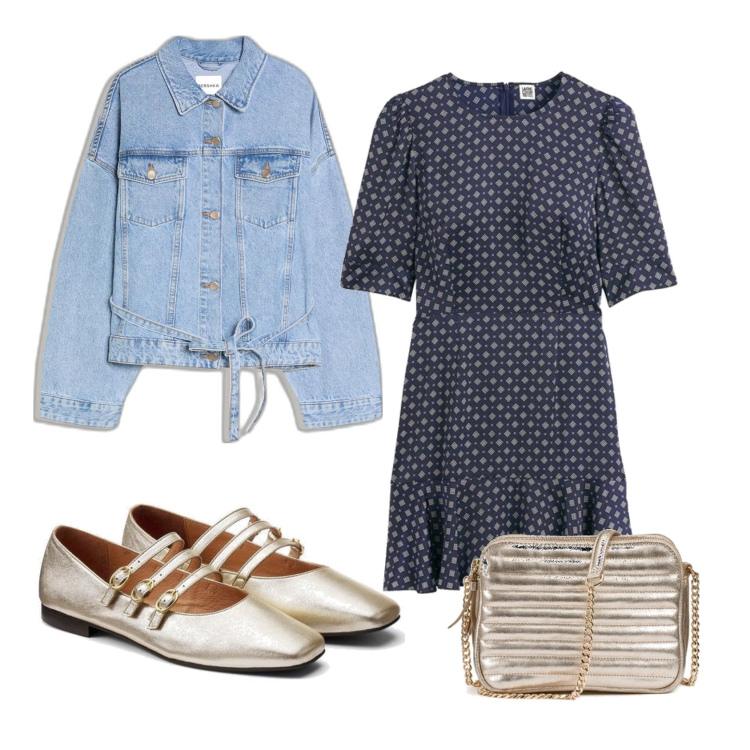 Outfit mujer - Romántica #86. Estilo Romántica para Oficina. Combinación con bolsos de hombro, vestidos largos, bailarinas, blazers.