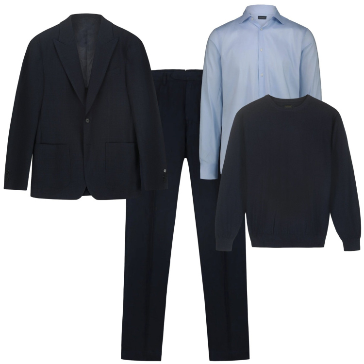 Outfit uomo - In ufficio classico elegante. Stile Business/Elegante per Ufficio. Abbinamento con espadrillas, pantaloni, giacche, camicie, maglieria.