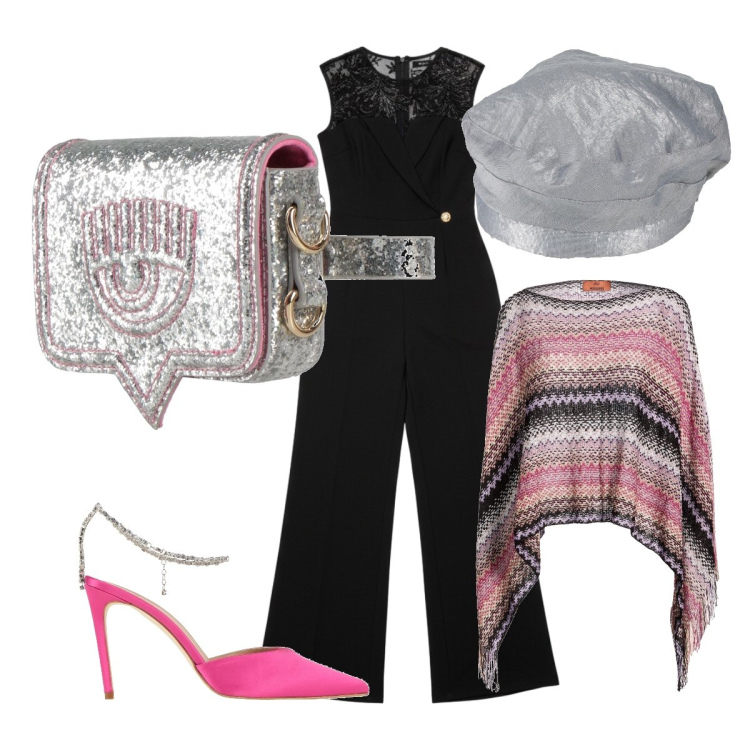Outfit donna - Chic curvy. Stile Chic per Serata fuori. Abbinamento con décolleté, cappelli e berretti, marsupi, cappotti, tute.