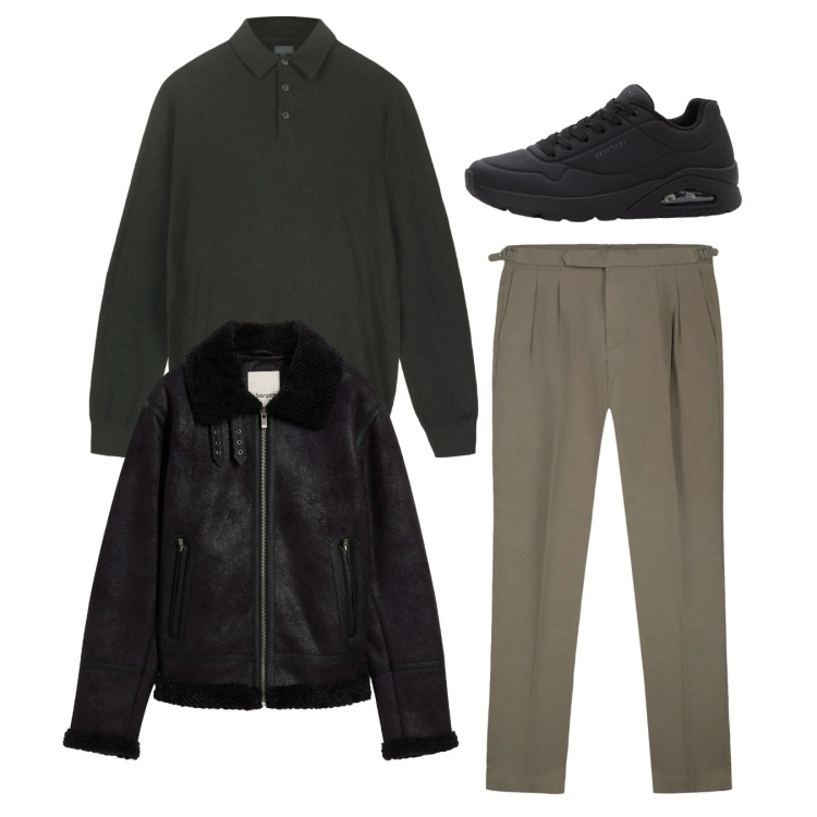 Outfit uomo - Total look. Stile Casual per Tutti i giorni. Abbinamento con sneakers, giacche, pantaloni, maglieria.