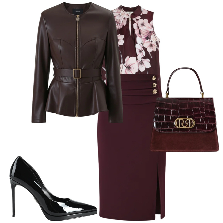 Outfit donna - Total look #2328054. Stile Chic per Tutti i giorni. Abbinamento con décolleté, borse a mano, giacche, gonne longuette, top.