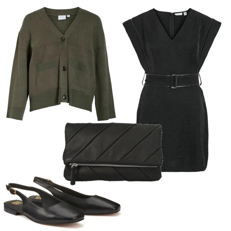 Outfit mujer - Basic look. Estilo Basic para Todos los días. Combinación con bandoleras, bailarinas, cárdigans, vestidos cortos.