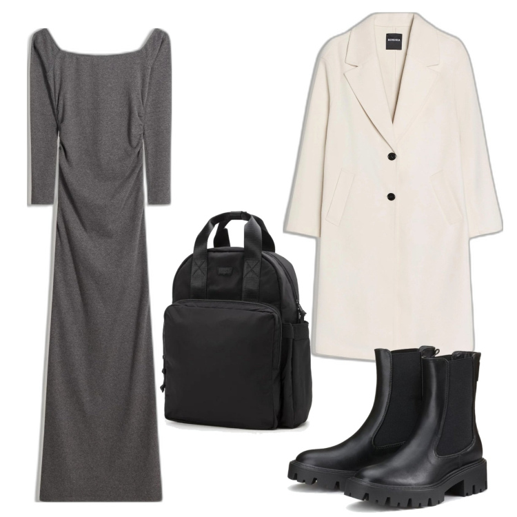 Outfit mujer - Basic look. Estilo Basic para Todos los días. Combinación con botines chelsea, mochilas, vestidos, abrigos.