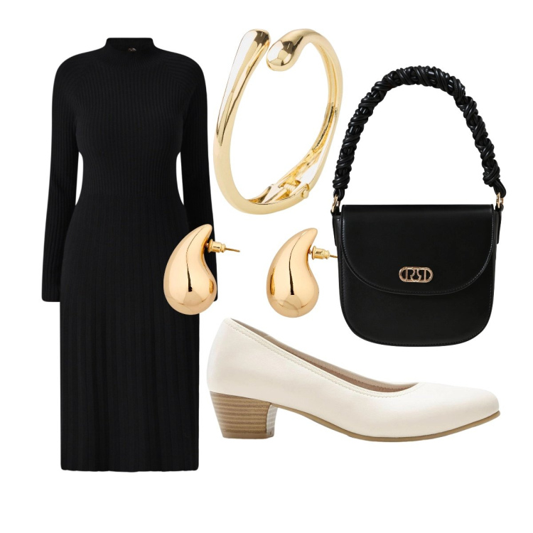 Outfit donna - Raffinata in stile vintage retro’. Stile Vintage retrò per Tutti i giorni. Abbinamento con décolleté, orecchini, braccialetti, borse a mano, vestiti midi/longuette.