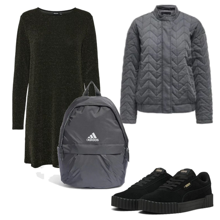 Outfit mujer - Casual look. Estilo Casual para Todos los días. Combinación con mochilas, vestidos cortos, blazers, sneakers.