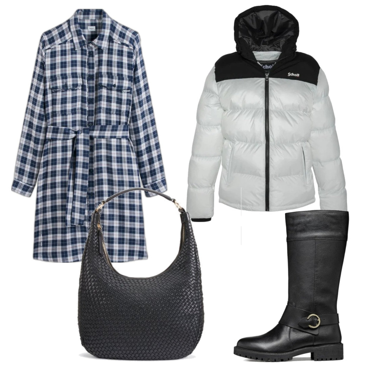 Outfit mujer - Casual look. Estilo Casual para Todos los días. Combinación con botas, blazers, vestidos camiseros, bolso tote.