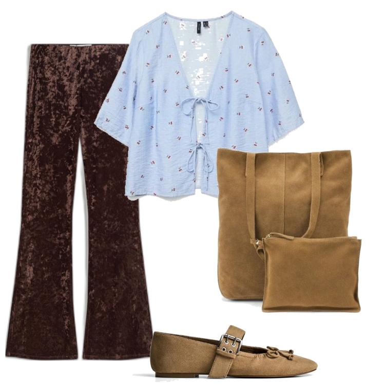 Outfit mujer - Bohemian. Estilo Boho para Todos los días. Combinación con bolso tote, blusas, pantalones, bailarinas.