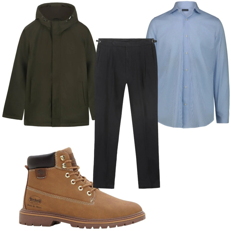 Outfit uomo - Total look #2328228. Stile Casual per Tutti i giorni. Abbinamento con stivali e stivaletti, pantaloni, camicie, eskimo.