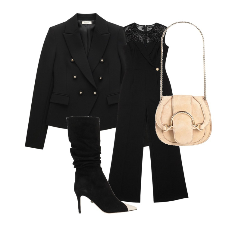 Outfit donna - 70s look classico. Stile 70s per Serata fuori. Abbinamento con marsupi, stivali, tute, blazer.