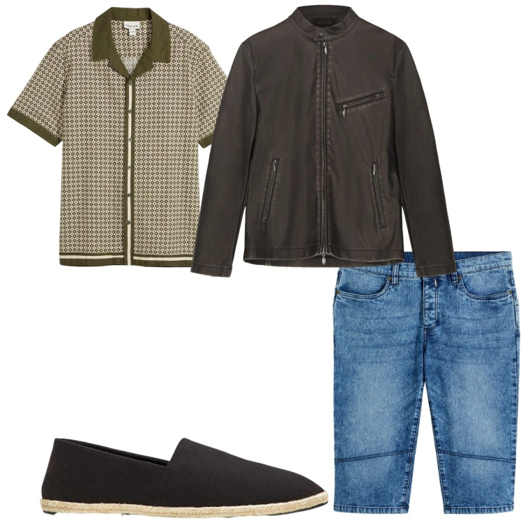 Outfit uomo - Total look #2328248. Stile Trendy per Tutti i giorni. Abbinamento con espadrillas, camicie a manica corta, bermuda, giacche.