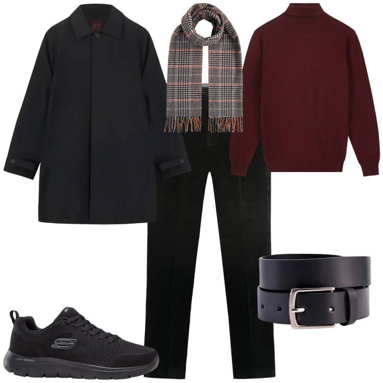 Outfit uomo - Trendy ogni giorno. Stile Trendy per Tutti i giorni. Abbinamento con sneakers, sciarpe, cinture, maglieria, parka, pantaloni.