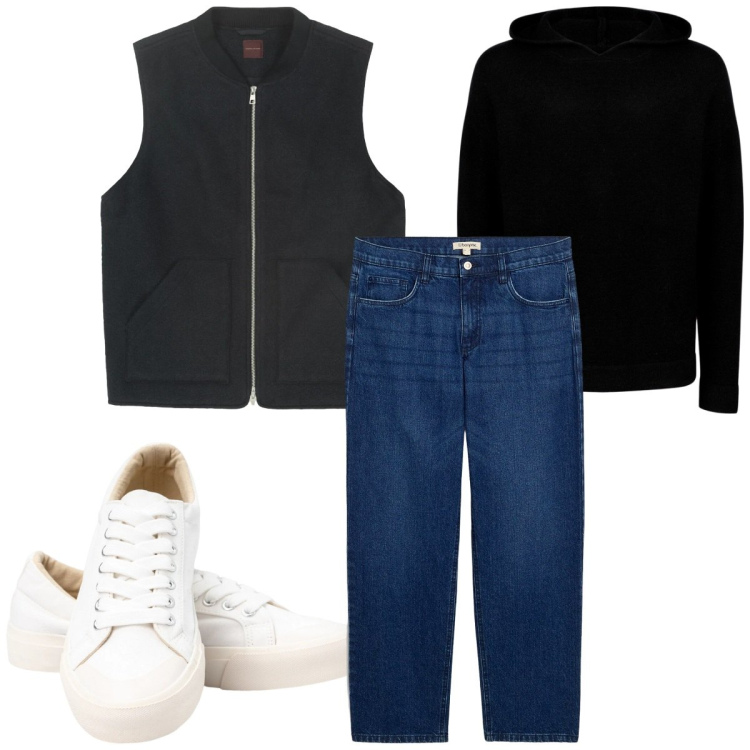 Outfit uomo - Total look #2328289. Stile Casual per Tutti i giorni. Abbinamento con jeans dritti, sneakers, maglieria, piumini.