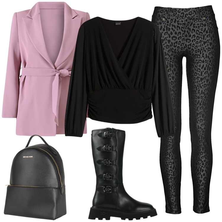 Outfit donna - Stivali al ginocchio bassi. Stile Casual chic per Tutti i giorni. Abbinamento con jeggings, maglieria, zaini, stivali, blazer.